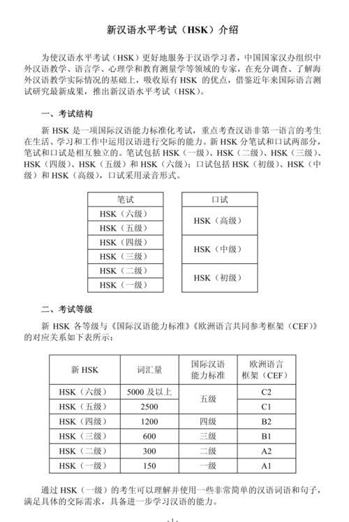 最新HSK考试大纲解析与指南